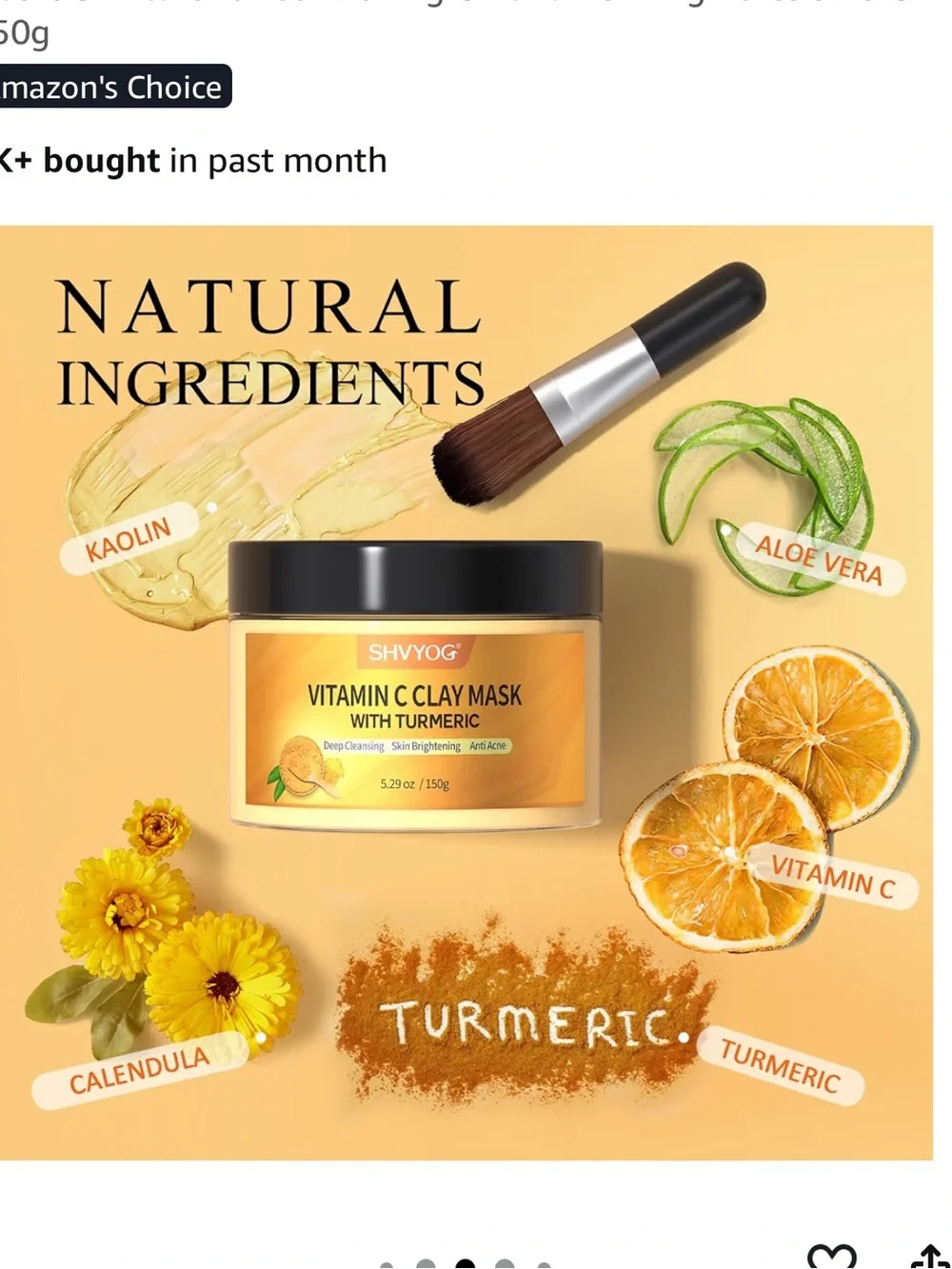 SHVYOG Turmeric Vitamin C Clay Mask Kaolin Clay Turmeric DEEP Clean Anti-Acne